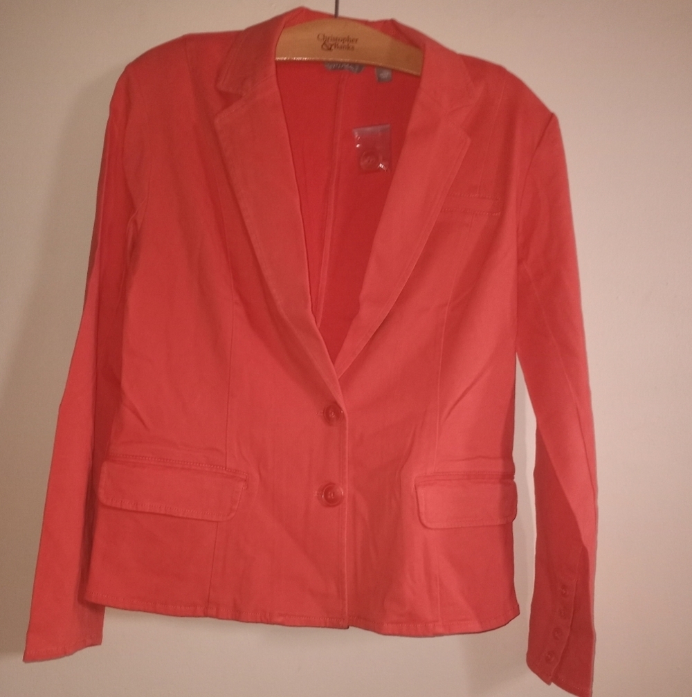 Motto Suit Jacket/Blazer in coral/orange with Padded Shoulders 2 button closure